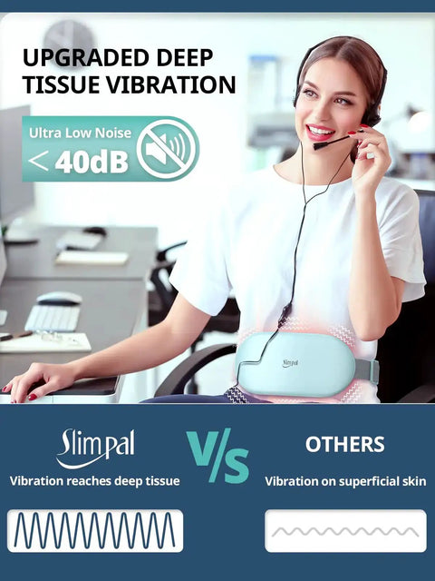 Woman using Plus Size Portable Electric Heating Pad For Period Cramps, Cordless Waist Belt Heat Therapy in office environment