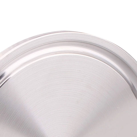 Stainless steel sanitary end cap for Tri-Clamp ferrule, 2 in OD, 304 stainless, close-up view.