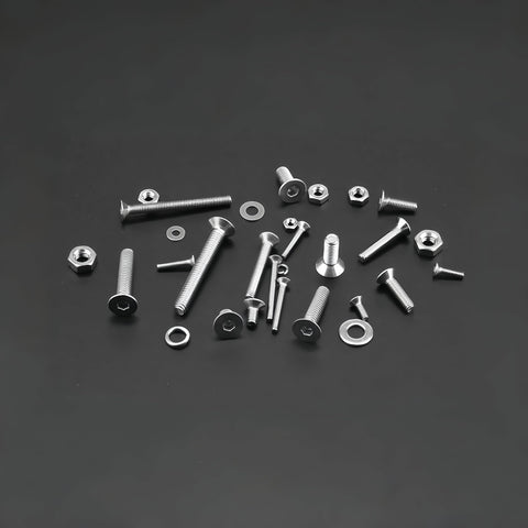 Variety of screws, nuts, and washers for 630 Piece M3 Screws Assortment Kit With Nuts And Washers In 304 Stainless Steel For DIY Projects.