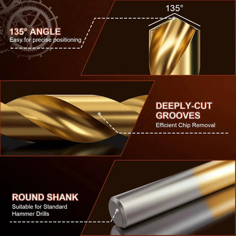 Close-up of Thread Repair Kit With HSS Drill Bit And 30 Stainless Inserts M6x1 Rethreading, showing titanium-coated drill bit features.