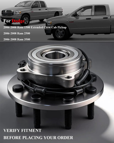 Front Wheel Bearing And Hub Assembly For Ram 1500 2006 2007 2008 And Ram 2500 3500 8 Lug With ABS Replacement
