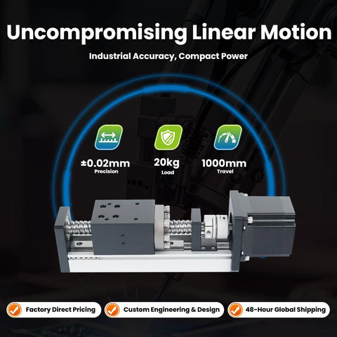 KHMOS HMS40 linear guide rail module with NEMA23 motor, gray metal finish, for 3D printer CNC, 800mm stroke, 10mm lead