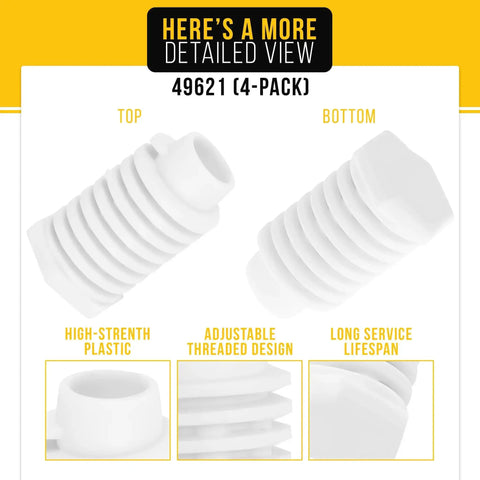 4 Pack Dryer Leveling Feet For Whirlpool Kenmore Maytag KitchenAid Replacement For AP4295805 PS1609293, detailed view