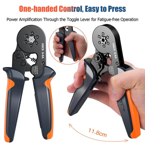 Pro Grade Ferrule Crimping Tool Kit With 1900 Wire Connectors, Self Adjusting Ratchet Crimper For AWG 23 To 10 in hand