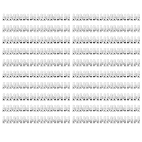 Flame Retardant Cable Clamp Terminal Block Wire Press Spring Set for Quick Connector 200 Pieces in rows on white background.
