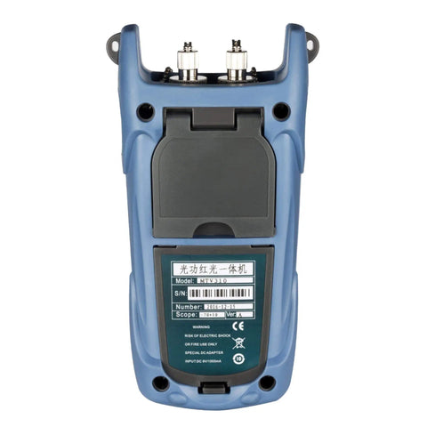 Back view of Fiber Optic Power Meter With Light Source for CCTV and Networking, SC FC Connector Test Tool, portable optical meter
