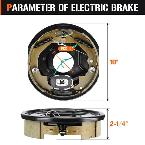 AEagle 5 drum brake kit, 4.5 in bolt circle, 10x2-1/4 in self-adjusting electric brake for 3,500-lb trailer axles