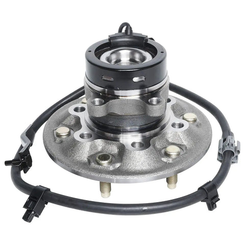 2WD Front Driver Side Wheel Hub Bearing Assembly For Chevy Colorado GMC Canyon Isuzu I 280 I 290 I 370 Front Left Replacement With ABS Sensor Ready Heavy Duty showing the front view of the hub with ABS sensor, and mounting bolts visible.