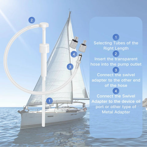 Diagram of a Universal Marine Gear Lube Pump for Outboard Lower Unit Maintenance with numbered assembly steps.