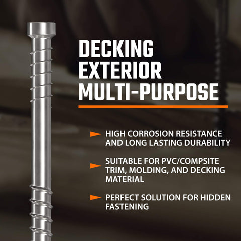 Composite Trim Screws #8 x 3” Stainless Steel 304, 450pcs - Hidden Fastener for PVC & Wood, Outdoor Deck & Exterior, Rust-Resistant T-10 Star Drive, 4lbs - Canadian Ball Bearing Supplier.