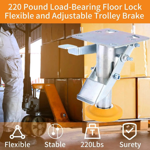 220 lb floor lock for carts with brake and height adjustable load lock