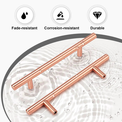 Rose Gold Cabinet Handles And Knobs Set Of 10 For Drawers Cabinets And Dressers 4 Inch Hole Centers 102mm on water surface