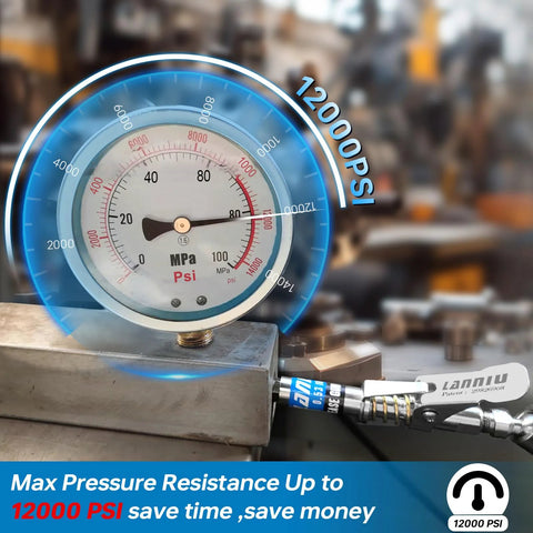 Grease gun coupler with 1/8 NPT fitting, locking quick-release design, 12000 PSI rating
