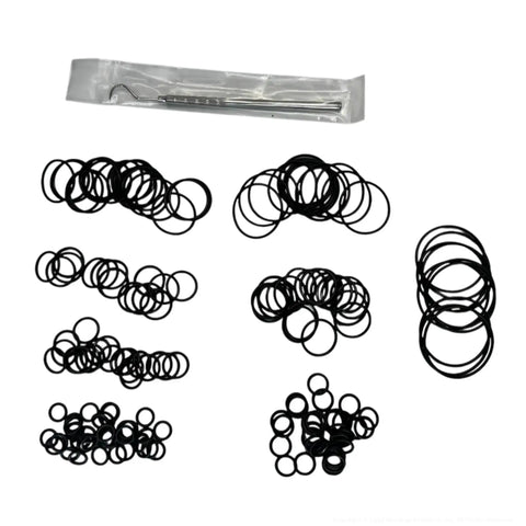 All-In-One ORFS Hydraulic O-Ring Face Seal Kit With 155 Buna-N O-Rings, 8 Sizes From 1/4 In To 1-1/2 In, Seals Displayed