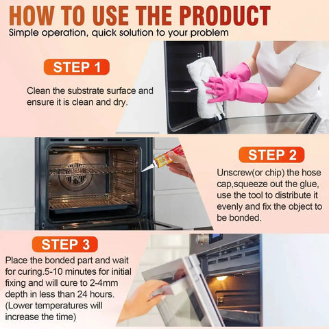 Step-by-step guide using Heavy Duty High Temp Silicone Sealant 3 Point 8 Oz White For Extreme Heat Bonds And Seals In Ovens Grills