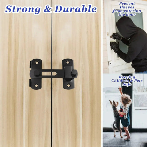 2 Pack Sliding Barn Door Lock Hardware Carbon Steel With Matte Black Finish installed on light wood doors for secure indoor use