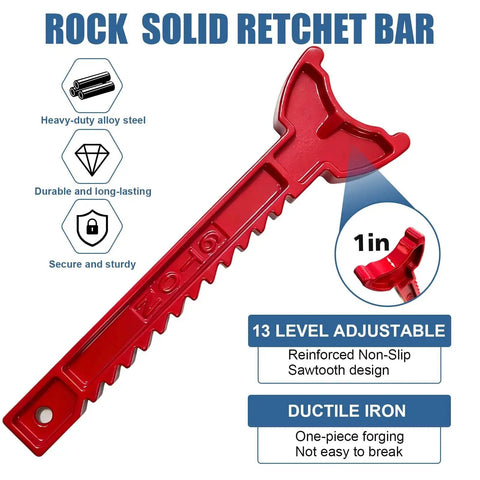 Close-up of a rock solid ratchet bar for 6 Ton Heavy Duty Jack Stands with Double Locking Pins and Rubber Pads, showing non-slip design.