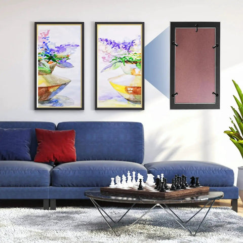 100 Pcs Metal Picture Frame Turn Button Fasteners With Screws For Backing Clips Turn Buttons Set Black Finish displayed on wall
