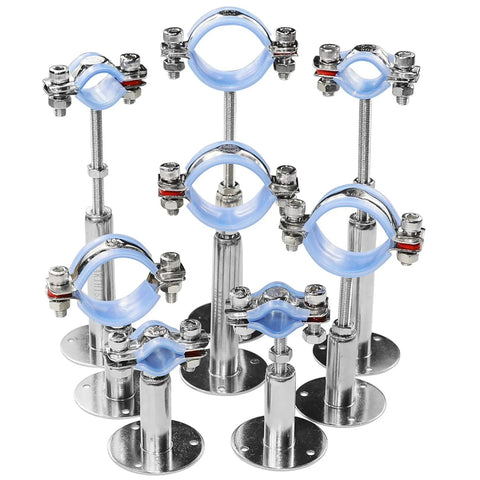 Two Pack 304 Stainless Steel Pipe Hangers with Adjustable Wall or Ceiling Mounts for 25 to 27 mm Pipes, Silicone Cushioned Clamp