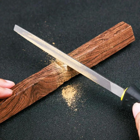 Six Piece 140mm Mini Metal Rasp Needle File Set For Wood Carving And Metal Work Includes Durable Steel Hand Files In Use On Wood