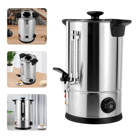 Commercial 40 Cup Coffee Urn In Stainless Steel With Automatic Temperature Control 1000W Fast Brewing For Office Parties And Buffets Large 6L Capacity Easy Pour Water Level Indicator
