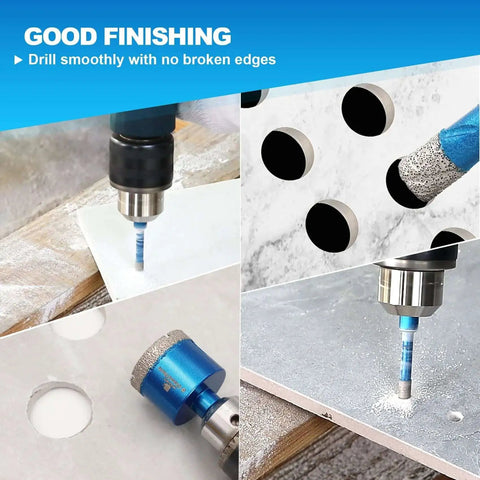 Diamond Core Drill Bit Set For Porcelain Tile Ceramic Marble And Granite Dry Drilling 11 Piece Kit With Triangle Shank Sizes