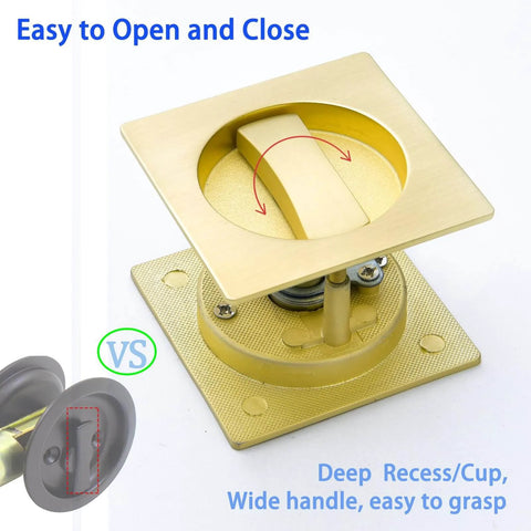 Color Coded Pocket Door Privacy Lock With Green Unoccupied And Red Occupied Indicators, Satin Brass, Easy to Use Lever
