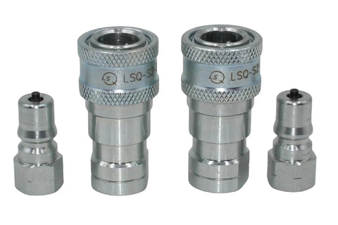 One Eighth Inch NPT Hydraulic Quick Connect Couplings ISO 7241 B For Tractor Hydraulics Quick Disconnect With Red Dust Caps Two Sets Included