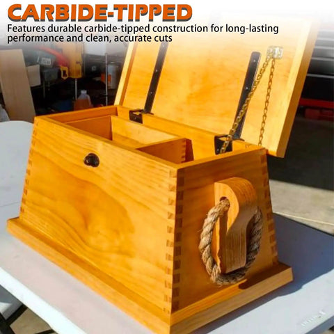 Wooden dovetail box showcasing joints made using 7 Degree Carbide Tipped Router Bit For Dovetail Jigs 17/32 Inch Shank.