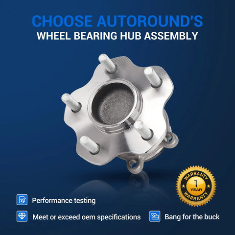 Front view of Pair 512534 Rear Wheel Bearing Hub Assembly For Nissan Rogue 2014 2020 And Rogue Sport 2017 2022 FWD Only 5 Lugs With ABS.