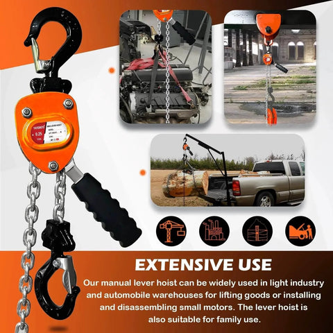 Mini Lever Chain Hoist With 550 Lbs Capacity And 5 Ft Lift Compact Come Along Winch demonstration for varied uses in garages and outdoors