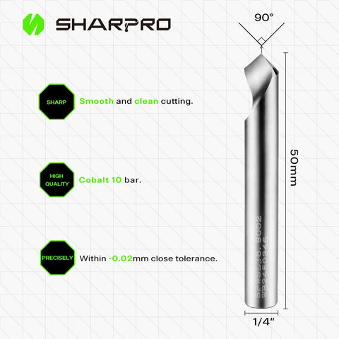 Dope V Groove Chamfer Router Bit With O Flute 90 Degree CNC Carbide V Bit One Quarter Inch Shank with 90° angle showcased.