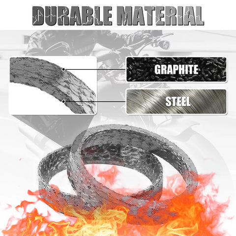 Two-piece graphite and steel exhaust gasket set for Harley motorcycles, Softail/Dyna/Touring/Sportster, Amazon.
