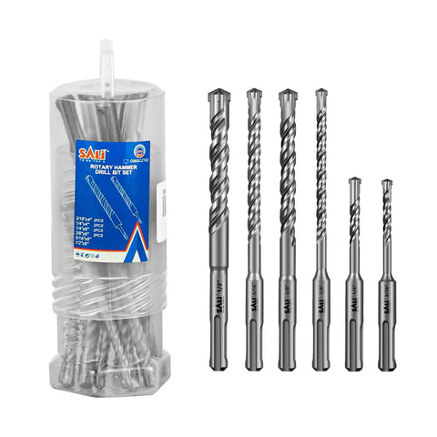 Beefy 10 Piece SDS Plus Rotary Hammer Drill Bit Set For Concrete And Masonry With Carbide Tips displayed in packaging and arranged outside
