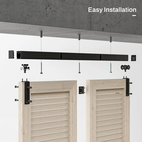 36 Inch Ceiling Mount Box Rail Hardware For Bifold Sliding Barn Doors Heavy Duty Aluminum Alloy Track Kit For Two Doors No Door Included