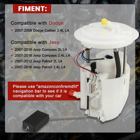 Electric Fuel Pump Module Assembly Plug And Play For Jeep Compass Patriot And Dodge Caliber 2007 To 2016 2.0L 2.4L L4 Engines