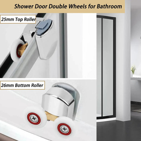 4 Pack 25mm Shower Door Rollers For Curved Glass Doors 4 To 8mm Replacement Runners Wheels Durable Top And Bottom Rollers