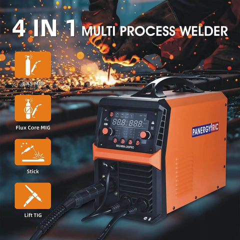All In One 200A Welder For Pros 4 In 1 Gas MIG Flux Core MIG Stick Lift TIG Portable Weld Machine with LCD Display