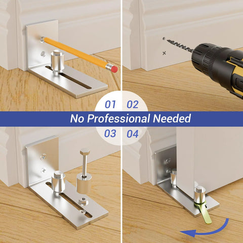 Installation of Bottom Floor Guide For Barn Doors Adjustable Stainless Steel Roller Wall Mounted Sliding Door Guide