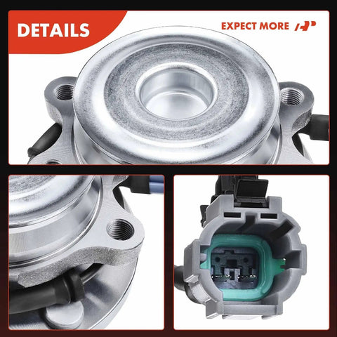 Close-up of Front Wheel Bearing And Hub Assembly 2 Pack For Nissan Frontier 2005 To 2023, Pathfinder, Xterra, Suzuki Equator