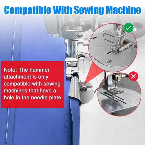 Front view of TOOVREN rolled hemmer foot set for sewing machines; 4 metal presser feet (7/8/9/10mm) for rolled hemming.