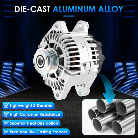 Beefy 110A 12V Car Alternator Replacement, die-cast aluminum for Hyundai Sonata 2010-2013 and Kia Optima 2011-2013.