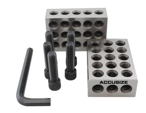 Ultra Precision One Two Three Blocks Set With Screw In Plastic Box by Accusize Industrial Tools, 23 Hole Block Kit with screws and hex key