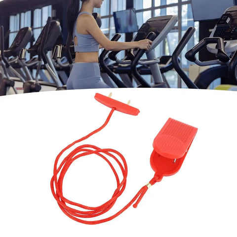 Must Have Magnetic Treadmill Safety Key With Double Insert Design showing red clip and cord, compatible with JX ZXCH ISPO treadmills