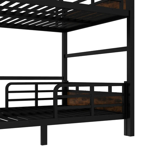 Heavy Duty Full Over Full Bunk Bed With Headboard And Full Length Guardrails Convertible Metal Bunk Bed That Turns Into Loft Bed And Platform Bed Separable Design In Black For Space Saving Bedrooms, side view