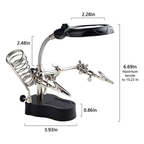 3.5X12X Helping Hands Soldering Station With LED Light And Alligator Clips, Magnifier Stand for precision work