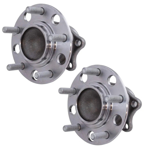 Two Piece Rear Wheel Bearing And Hub Assembly Set For Mitsubishi Lancer 2008 To 2017 And Outlander 2011 To 2012 Outlander Sport Rear Driver And Passenger Side Kit showing metal construction and bolt holes