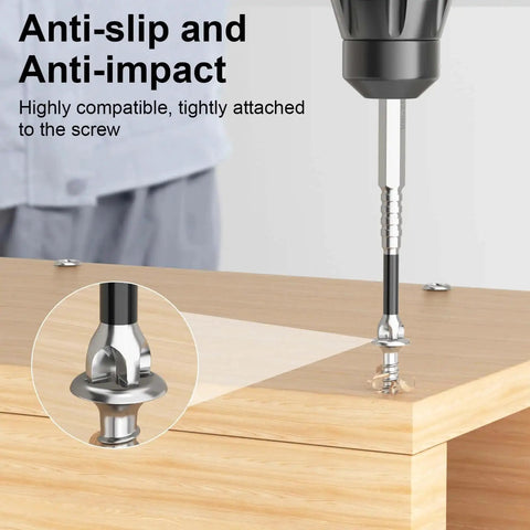 Tough Magnetic Screwdriver Drill Bit Set for Effortless Screw Holding and Non-Slip Grip used on wooden surface