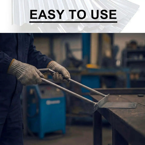 Worker using 24 Inch Sheet Metal Folding Hemming Tool Bar Handle For Bending And Forming Steel HVAC Duct Roof Panels Pro Grade