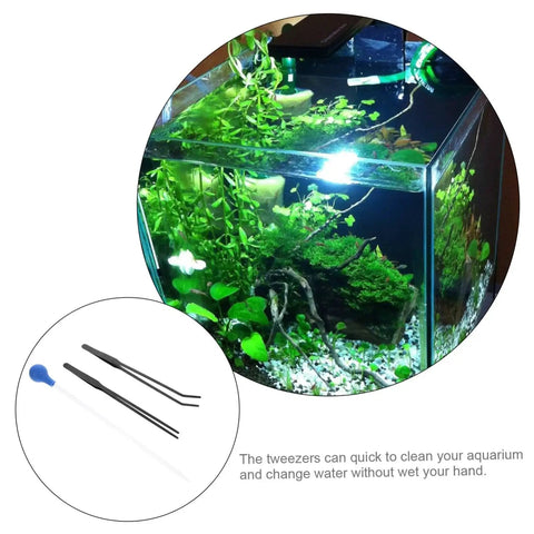 Long Handle Stainless Steel Feeder Tweezers For Deep Water Feeding And Aquarium Plant Care, glass aquarium with plants and pipette dropper
